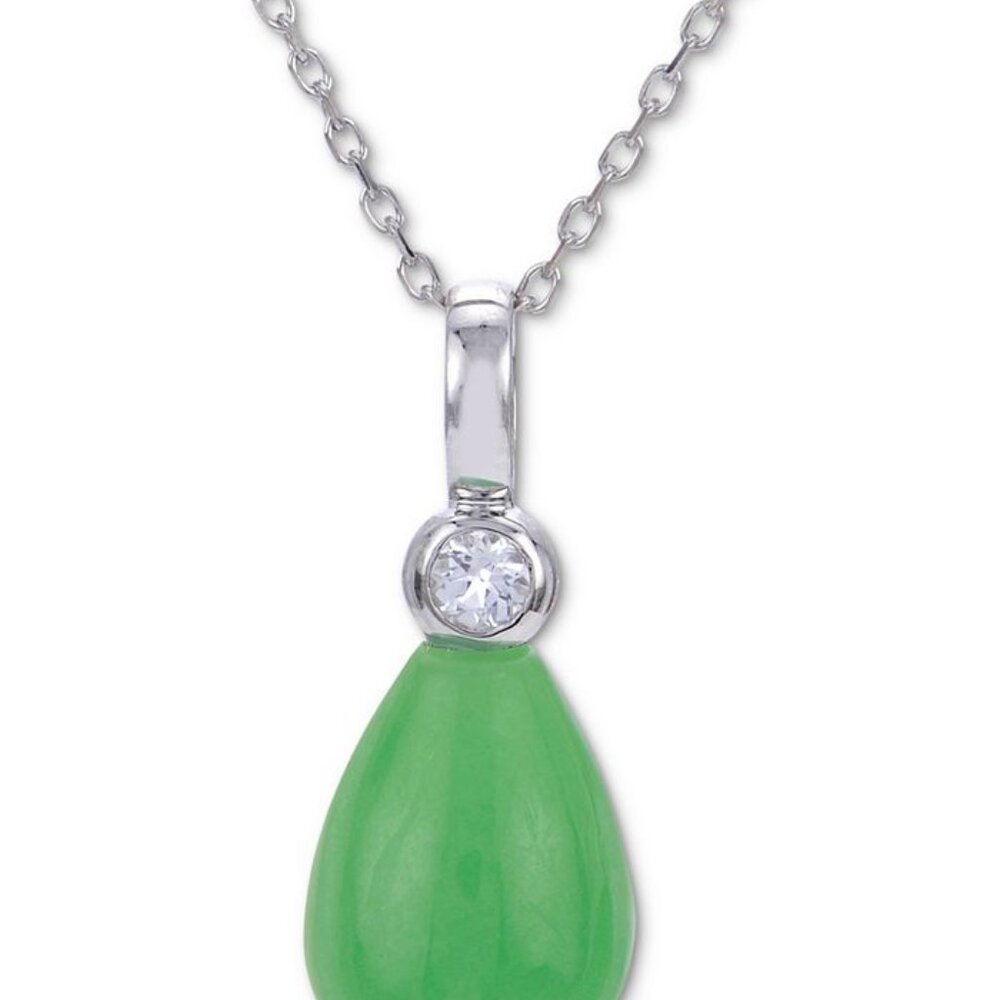 Bridge‎ Cultured Pearl Jade White Topaz 18" Sterling Silver Pendant Necklace NWB